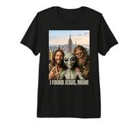 Bruh Bigfoot Alien Jesús Rock On Hand Sign UFO Selfie Camiseta Premium