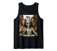 Bruh Bigfoot Alien Jesús Rock On Hand Sign UFO Selfie Camiseta sin Mangas