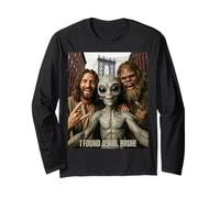 Bruh Bigfoot Alien Jesús Rock On Hand Sign UFO Selfie Manga Larga