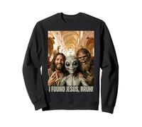 Bruh Bigfoot Alien Jesús Rock On Hand Sign UFO Selfie Sudadera