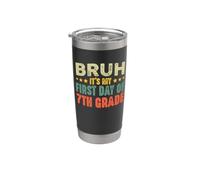 Bruh, es mi primer día de regreso a clases vintage de séptimo grado Vaso térmico de acero inoxidable de doble pared