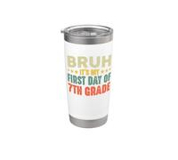 Bruh, es mi primer día de regreso a clases vintage de séptimo grado Vaso térmico de acero inoxidable de doble pared