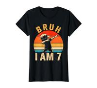 Bruh, es mi séptimo cumpleaños, Dabbing, Tengo 7 años Camiseta gráfica económica, Mujer, Negro, L