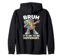 Bruh Está Bien ser Diferente Dabbing Autismo Puzzle Sudadera con Capucha