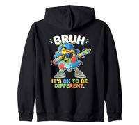 Bruh Está Bien ser Diferente Dabbing Autismo Puzzle Sudadera con Capucha