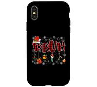 Bruh Funny Christmas Red Plaid Teens Boys Kids Xmas Pajamas Carcasa para iPhone X/XS
