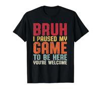 Bruh I Paused My Game To Be Here Funny Video Gamer Niños Niños Camiseta gráfica económica, Hombre, Negro, M