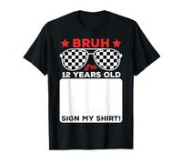 Bruh I'm 12 Checkered, coche de carreras para 12 años Camiseta