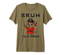 Bruh I'm A Pirate Cute Cat Pirata Fiesta de Cumpleaños Niños Adolescentes Camiseta Premium