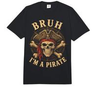 Bruh I'm a Pirate Skull Lazy Costume Halloween Humor Comfort Colors Adult Heavyweight T-Shirt