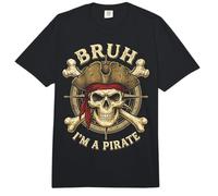 Bruh I'm a Pirate Skull Lazy Costume Halloween Humor Comfort Colors Adult Heavyweight T-Shirt
