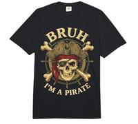 Bruh I'm a Pirate Skull Lazy Costume Halloween Humor Comfort Colors Adult Heavyweight T-Shirt