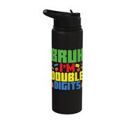 Bruh I'm Double Digits Block Building Brick Builder Cumpleaños Stainless Steel Insulated Water Bottle