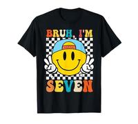 Bruh I'm Seven 7 Birthday Groovy Boys Girls 7 años Camiseta