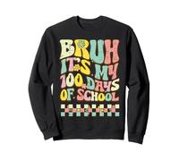 Bruh It's My 100 Days of School Retro 100th Day Groovy Kids Sudadera