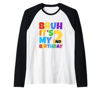 Bruh It's My 2nd Birthday Funny 2 Year Old Party Age 2 Kids Camiseta Manga Raglan