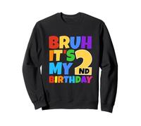 Bruh It's My 2nd Birthday Funny 2 Year Old Party Age 2 Kids Sudadera