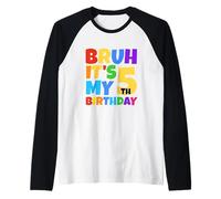 Bruh It's My 5th Birthday Funny 5 Year Old Party Age 5 Kids Camiseta Manga Raglan