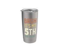 Bruh It's My 5th Birthday Shirts For Boys 5 Yr Old Five BDay Vaso térmico de acero inoxidable de doble pared