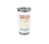 Bruh It's My 5th Birthday Shirts For Boys 5 Yr Old Five BDay Vaso térmico de acero inoxidable de doble pared