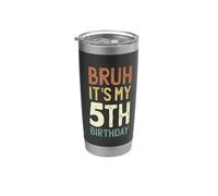 Bruh It's My 5th Birthday Shirts For Boys 5 Yr Old Five BDay Vaso térmico de acero inoxidable de doble pared