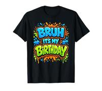 Bruh It's My Birthday, Divertido cumpleañero Vintage para Chico Adolescente Camiseta