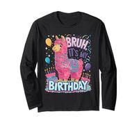 Bruh It's My Birthday Llama Piñata Fiesta Familiar Cumpleaños Manga Larga