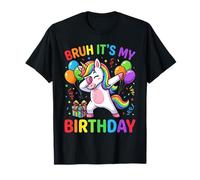 Bruh It's My Birthday Unicorn Dab Rainbow Fiesta de cumpleaños Camiseta
