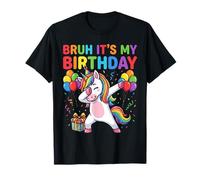 Bruh It's My Birthday Unicorn Dab Rainbow Fiesta de cumpleaños Camiseta
