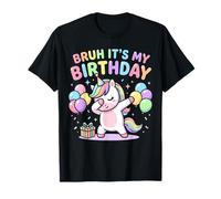 Bruh It's My Birthday Unicorn Dabbing Rainbow Fiesta de cumpleaños Camiseta