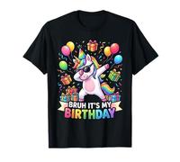 Bruh It's My Birthday Unicorn Dabbing Rainbow Fiesta de cumpleaños Camiseta