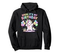 Bruh It's My Birthday Unicorn Dabbing Rainbow Fiesta de cumpleaños Sudadera con Capucha