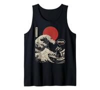 Bruh. La Gran Ola Kanagawa Gato japonés Divertido Surfista Camiseta sin Mangas