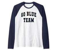 Bruh Let's GO Blue Team Spirit Week Día del Juego de Guerra Campamento de Verano Camiseta Manga Raglan