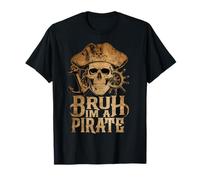 Bruh Pirata Pretend Halloween Cráneo Funny DIY Lazy Costume Camiseta