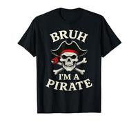 Bruh Pirate Lazy Skull Bandana Costume Pretend I'm a Pirate Camiseta