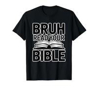 Bruh Read Your Bible Camiseta gráfica económica, Hombre, Negro, M