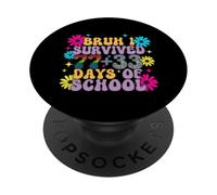 Bruh Sobrevivió 77 Más 33 Días De Escuela Broma Maestro Humor PopSockets PopGrip Adhesivo