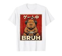 Bruh Video Games Capybara Gamer Men Boys Teens Funny Gaming Camiseta gráfica económica, Hombre, Blanco, S