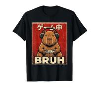 Bruh Video Games Capybara Gamer Men Boys Teens Funny Gaming Camiseta gráfica económica, Hombre, Negro, S