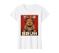 Bruh Video Games Capybara Gamer Men Boys Teens Funny Gaming Camiseta gráfica económica, Mujer, Blanco, XS