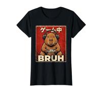 Bruh Video Games Capybara Gamer Men Boys Teens Funny Gaming Camiseta gráfica económica, Mujer, Negro, XS