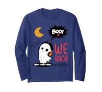 Bruh We Back Funny Ghost Back To School Halloween Maestros Manga Larga