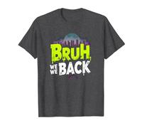Bruh We Back: Gráfico de Argot de Regreso Urbano Camiseta, Hombre, Jaspeado Oscuro, 3XL