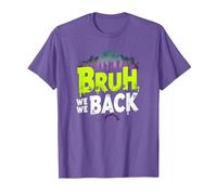 Bruh We Back: Gráfico de Argot de Regreso Urbano Camiseta, Hombre, Morado Jaspeado, XL