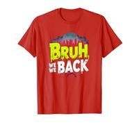Bruh We Back: Gráfico de Argot de Regreso Urbano Camiseta, Hombre, Rojo, 3XL