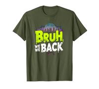 Bruh We Back: Gráfico de Argot de Regreso Urbano Camiseta, Hombre, Verde Oliva, XXL