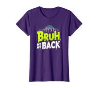 Bruh We Back: Gráfico de Argot de Regreso Urbano Camiseta, Mujer, Morado, 3XL