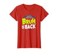Bruh We Back: Gráfico de Argot de Regreso Urbano Camiseta, Mujer, Rojo, 3XL