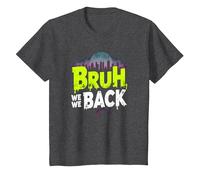 Bruh We Back: Gráfico de Argot de Regreso Urbano Camiseta, Niños, Jaspeado Oscuro, 4 años